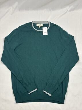 NWT Hawker Rye Men’s L Cotton Cashmere Blend Forest Green Crew Neck Sweater